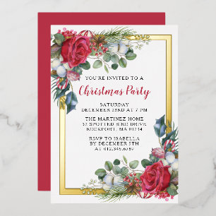 Elegant Christmas Party Gold Foil Invitation