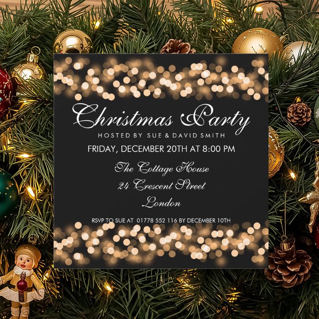 Elegant Christmas Party Gold Hollywood Glam Invitation (Elegant Christmas Party Gold Hollywood Glam Invitation)