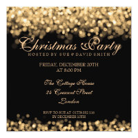 Elegant Christmas Party Gold Shimmering Lights Card