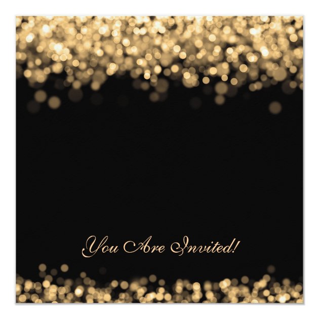 Elegant Christmas Party Gold Shimmering Lights Invitation