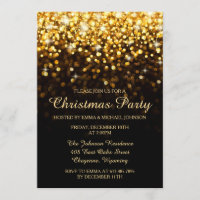 Elegant Christmas Party Gold Shimmering Lights Invitation