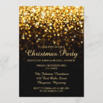 Elegant Christmas Party Gold Shimmering Lights Invitation