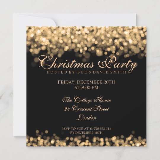 Elegant Christmas Party Gold Shimmering Lights Invitation | Zazzle.com