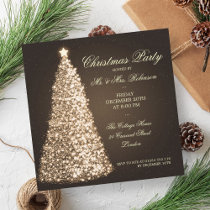 Elegant Christmas Party Gold Tree Invitation