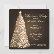 Elegant Christmas Party Gold Tree Invitation