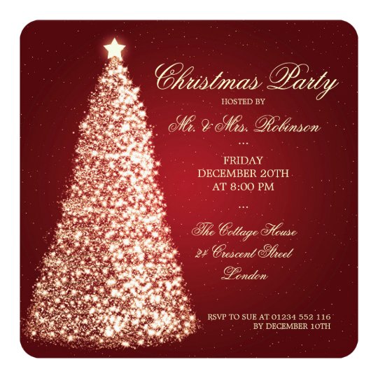 Elegant Christmas Party Gold Tree Red Invitation | Zazzle.com