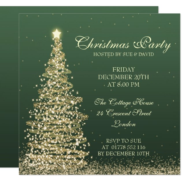 Elegant Christmas Party Green Invitation