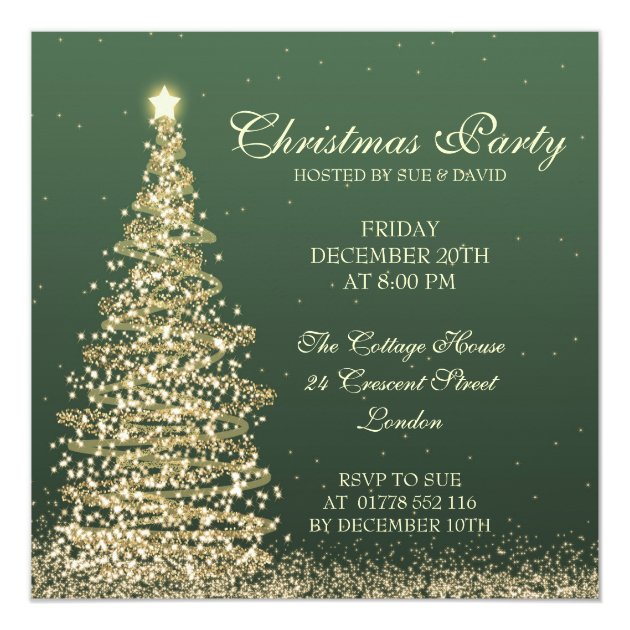 Elegant Christmas Party Green Invitation