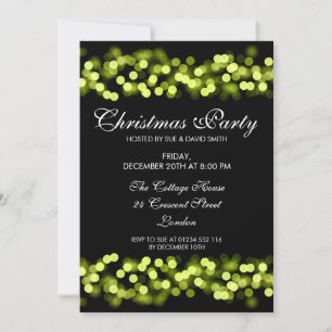 Elegant Christmas Party Green Hollywood Glam Invitation