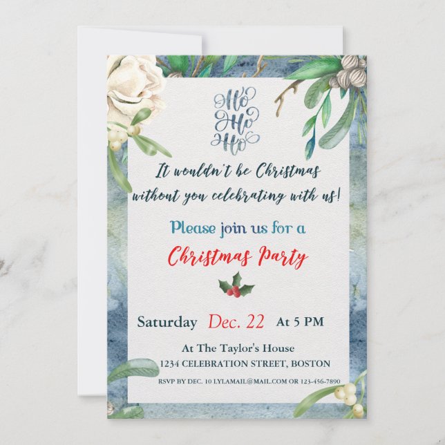 Elegant Christmas Party Invitation (Front)