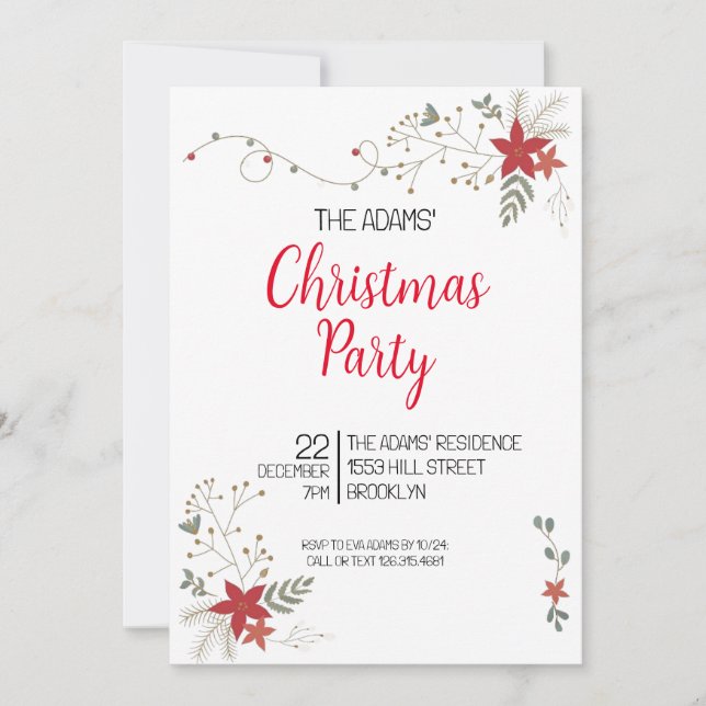 Elegant Christmas Party Invitation (Front)