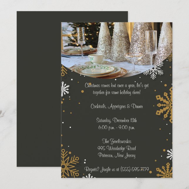 Elegant Christmas Party Invitation (Front/Back)