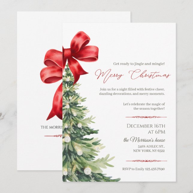 Elegant Christmas Party Invitation (Front/Back)