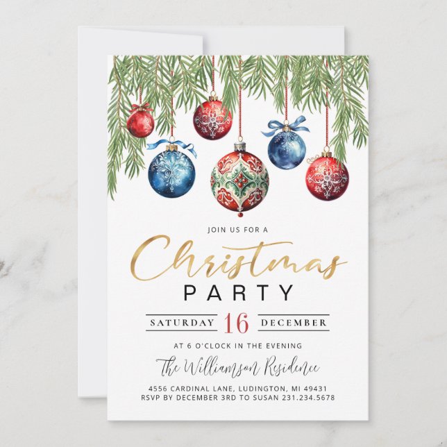 Elegant Christmas Party Invitation (Front)