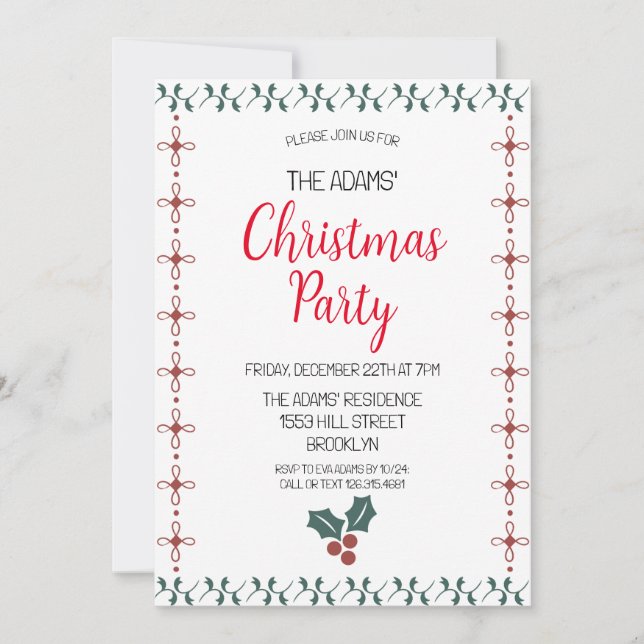 Elegant Christmas Party Invitation (Front)