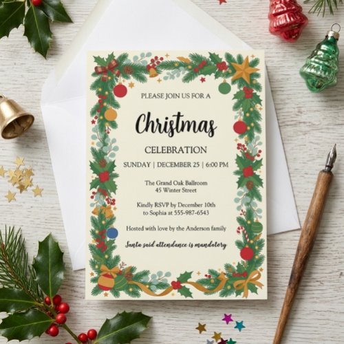 Elegant Christmas Party Invitation