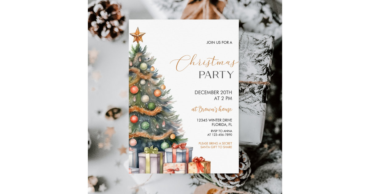 Elegant Christmas Party Invitation | Zazzle