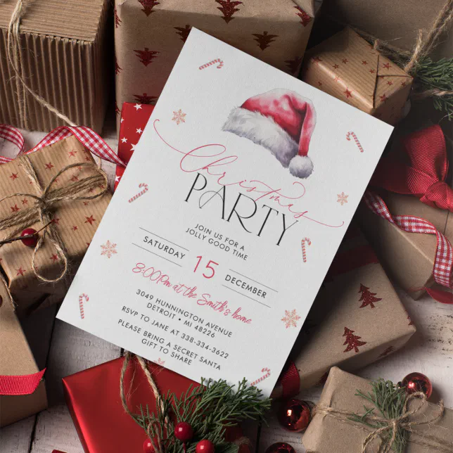 Elegant Christmas Party Invitation | Zazzle