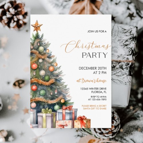 Elegant Christmas Party Invitation