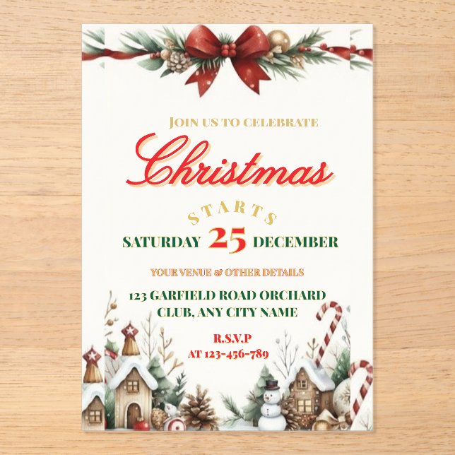 Elegant Christmas Party Invitation (Front)