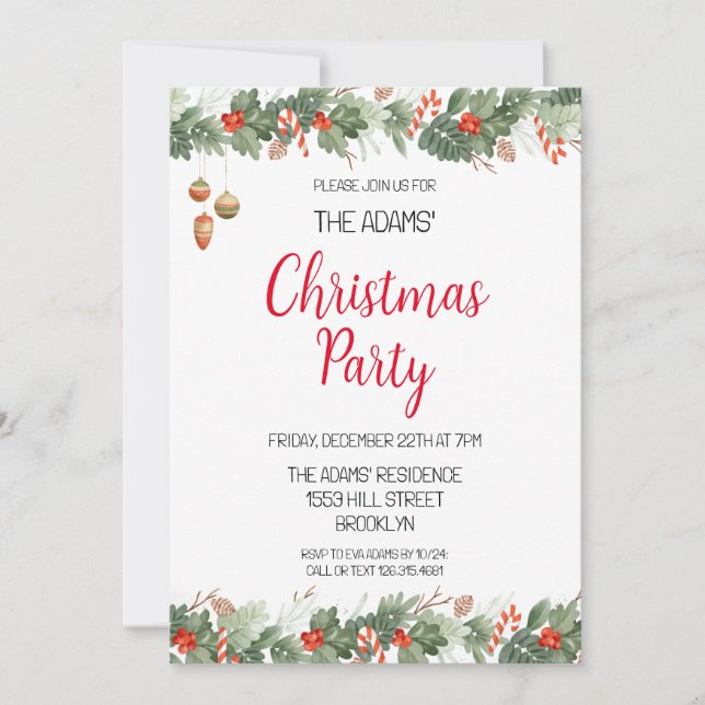 Elegant Christmas Party Invitation (Front)