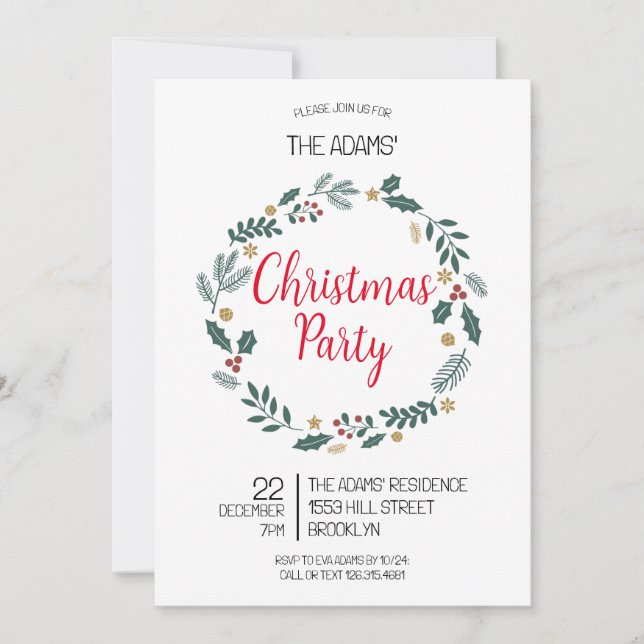 Elegant Christmas Party Invitation (Front)