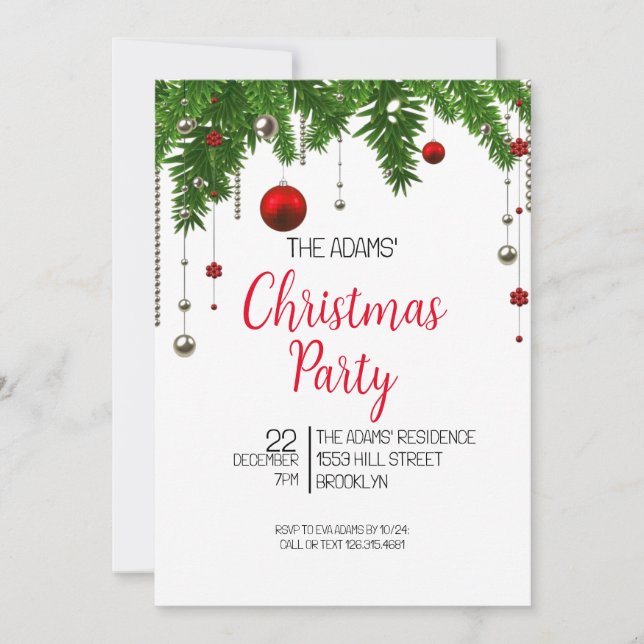 Elegant Christmas Party Invitation (Front)