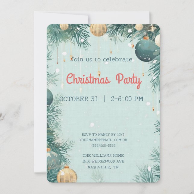 Elegant Christmas Party Invitation (Front)