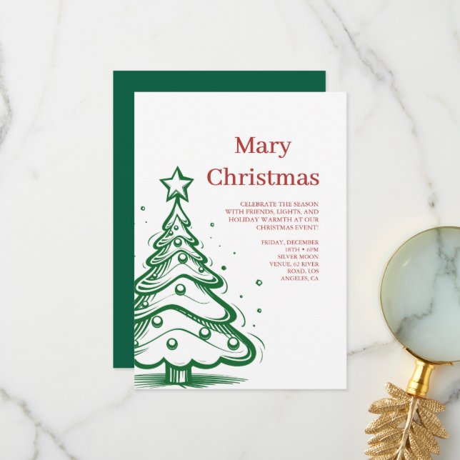 Elegant Christmas Party Invitation (Front/Back In Situ)
