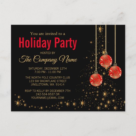 Elegant Christmas Party Invitation Postcard 