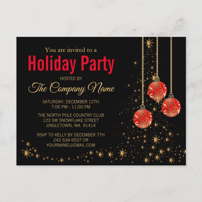 Elegant Christmas Party Invitation Postcard | Zazzle.com