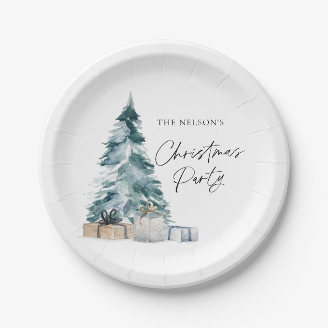 Elegant Christmas Party Paper Plates (Front)