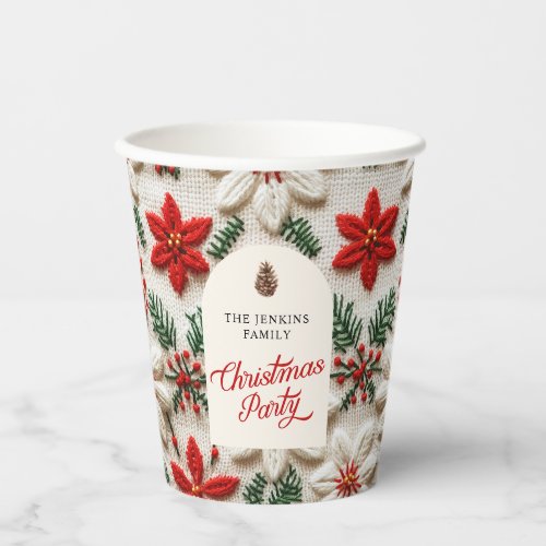 Elegant Christmas Party Red Floral Paper cup
