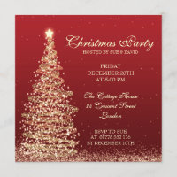 Elegant Christmas Party Red Invitation