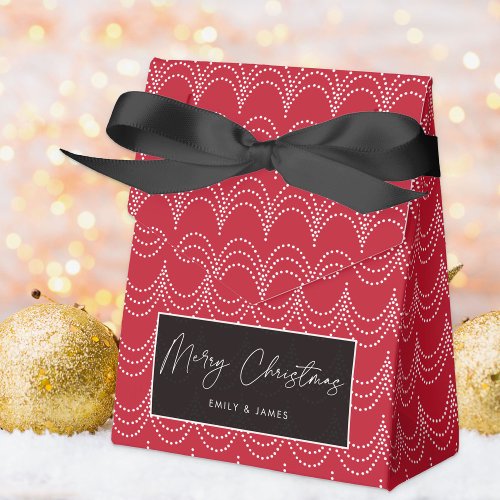 Elegant Christmas Party Red  White Favor Boxes
