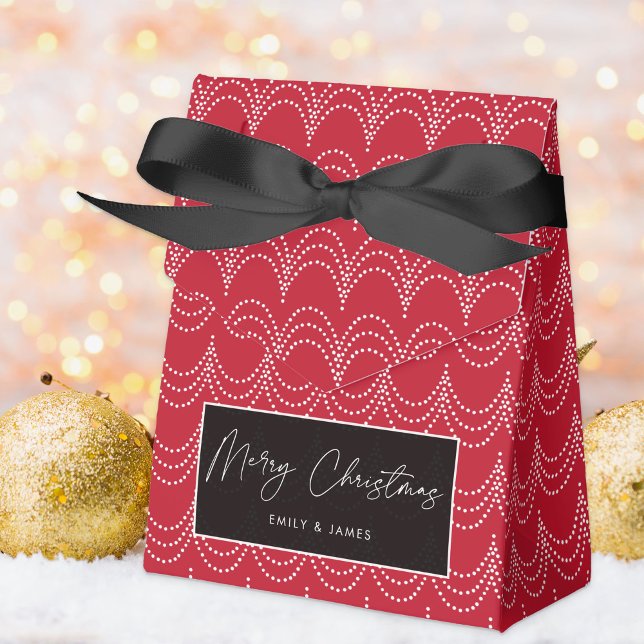 Elegant Christmas Party Red & White Favor Boxes (Creator Uploaded)