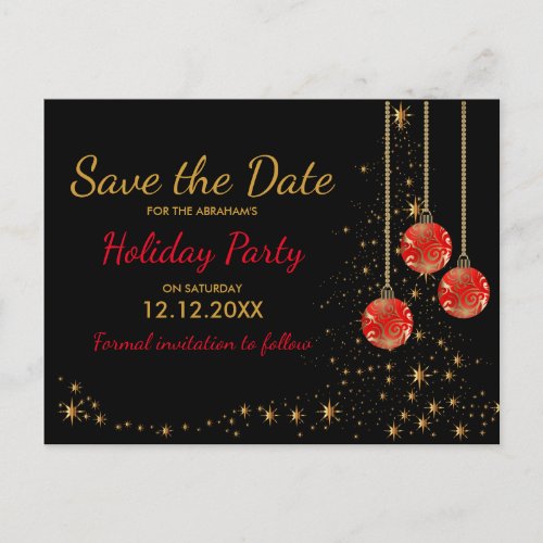 Elegant Christmas Party Save the Date Announcement Postcard
