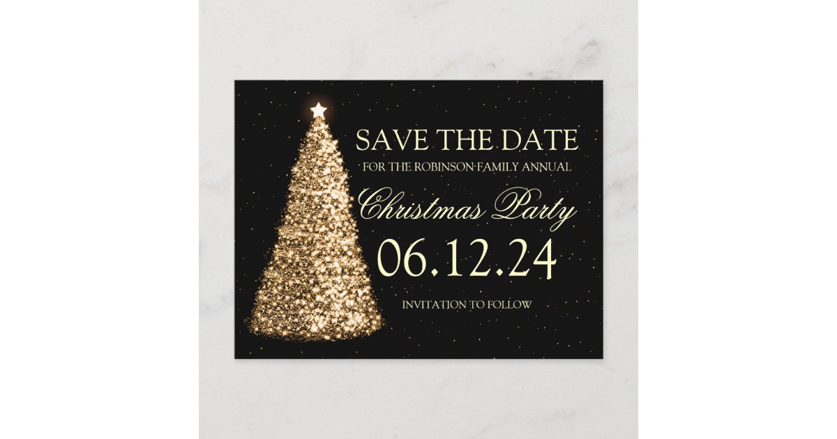 elegant christmas party save the date gold black elegant save the date