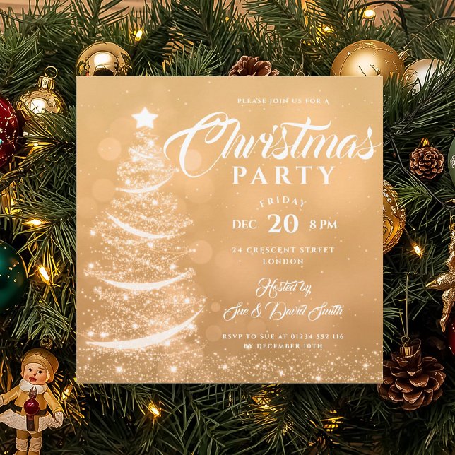 Elegant Christmas Party Sparkle Gold Holiday Invitation (Elegant Christmas Party Sparkle Gold Holiday Invitation)