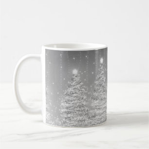 Elegant Christmas Party Sparkling Trees Silver Coffee Mug