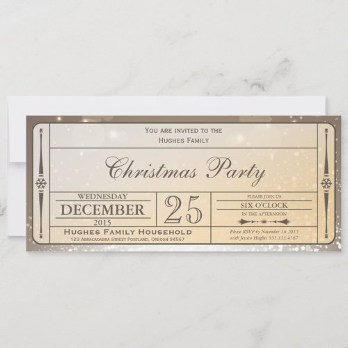 Elegant Christmas Party Ticket Invitation