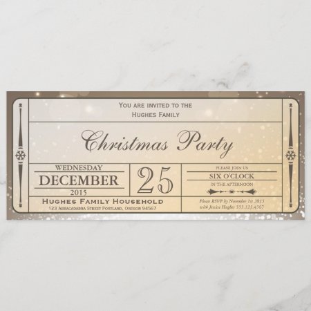 Elegant Christmas Party Ticket Invitation