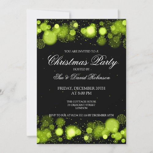 Elegant Christmas Party Winter Wonder Green Invitation