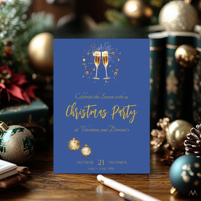 Elegant Christmas Party with Champagne Toast Invitation (Creator Uploaded)