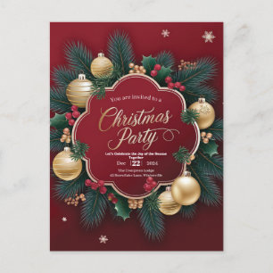 Elegant Christmas Party with Festive Ornaments Postcard