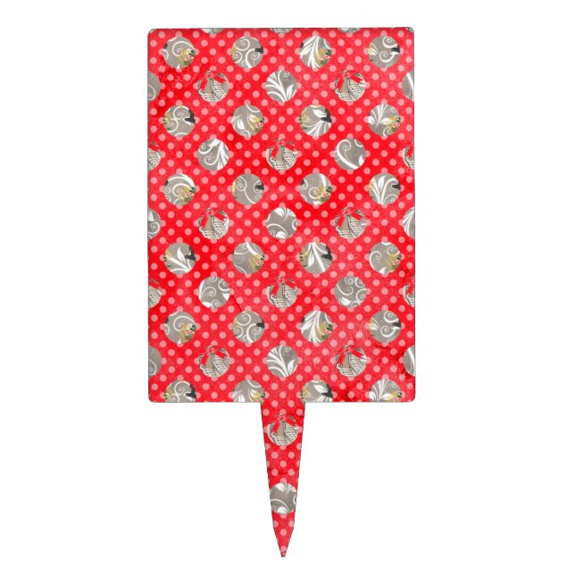 Elegant Christmas Pattern Cake Topper (Front)