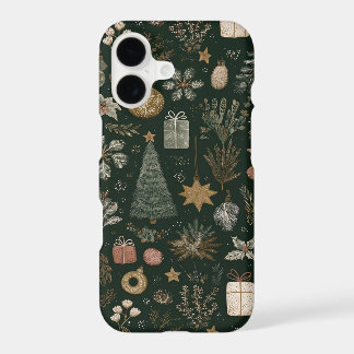 Elegant Christmas Pattern Festive Tree, Snowflakes iPhone 17 Case