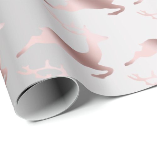 Elegant Christmas Pattern In Rose Gold  Silver Wrapping Paper