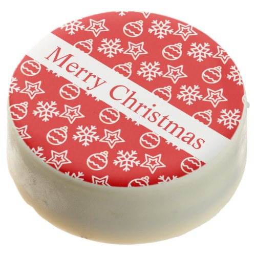 Elegant Christmas Pattern on Red Chocolate Covered Oreo