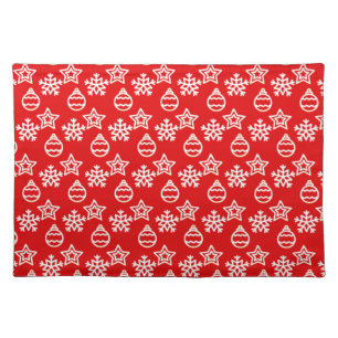 Elegant Christmas Pattern on Red Cloth Placemat